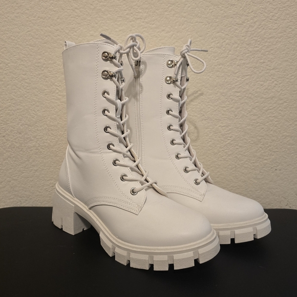 IDIFU Shoes - IDIFU White Combat Boots
